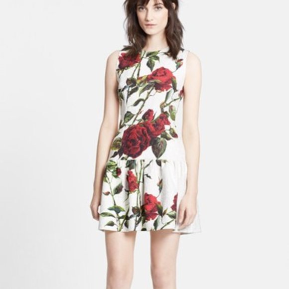 Dolce Gabbana Rose-Print Brocade Dress IT36 - Picture 5 of 8